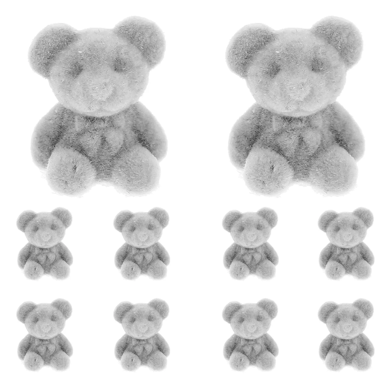 

10Pcs Mini Flocked Bear Decorations Small PVC Bears for Wedding Party Table Desktop Garden Decor Micro Landscape Adornments