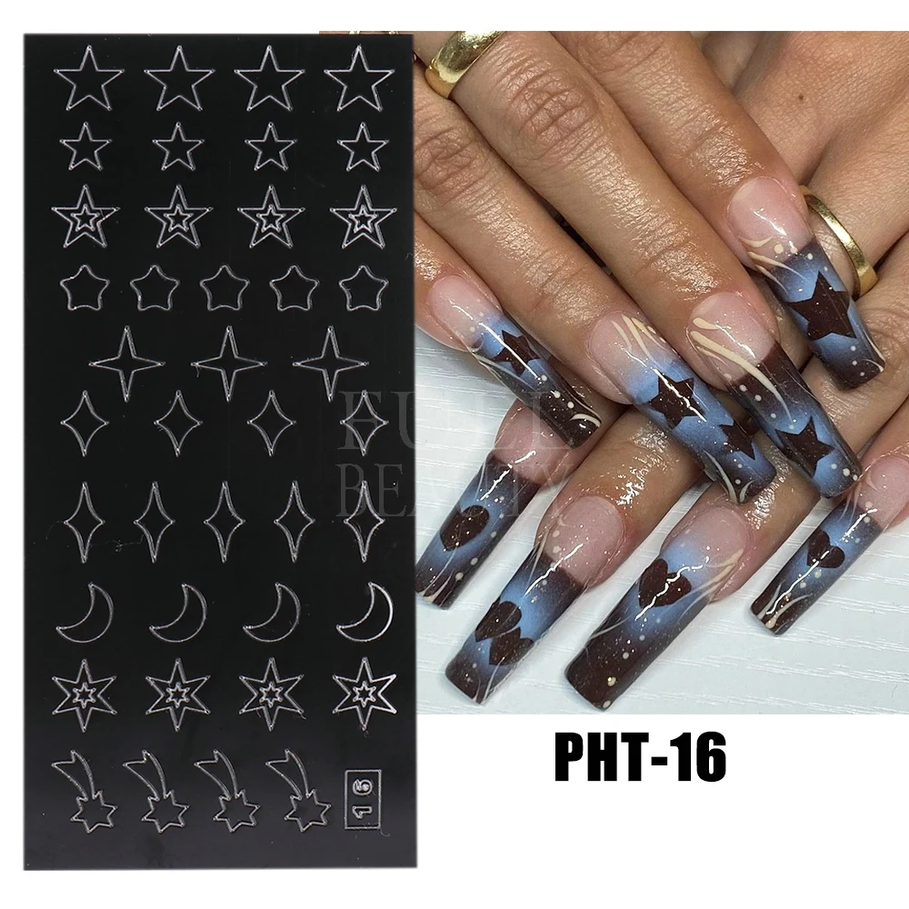 1/2/3pcs Airbrush Stencil For Nails Butterfly Stars Heart Airbrush Templates Hollow Nail Stickers French Manicure Guides NTPHT