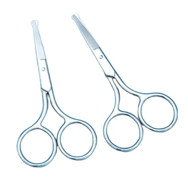 Tijeras de maquillaje de acero inoxidable, herramienta de reparación de vello de nariz para mujer, punta redonda, recorte de vello Facial, pestañas y cejas