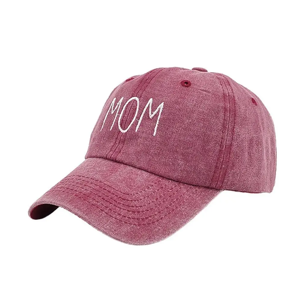 Embroidered MOM DAD Baseball Cap Washed Cotton Adjustable Parent Matching Baseball Cap Distressed Couple Cap For Man Women
