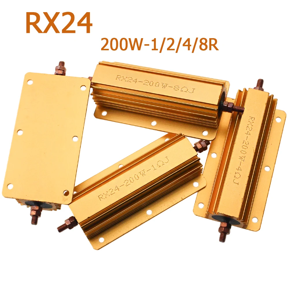 

200 Вт алюминиевый металлический корпус, проволочный резистор, сопротивление 1/2/4/8 Ом RX24 1R 2R 4R 8R Ом