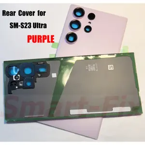 Bilashmart (O E M)Glass Rear Cover Case SAM S23 Ultra S23U S23ULTRA 5G Back Glass Back Cover Battery Door with Camera Glass Adhesive