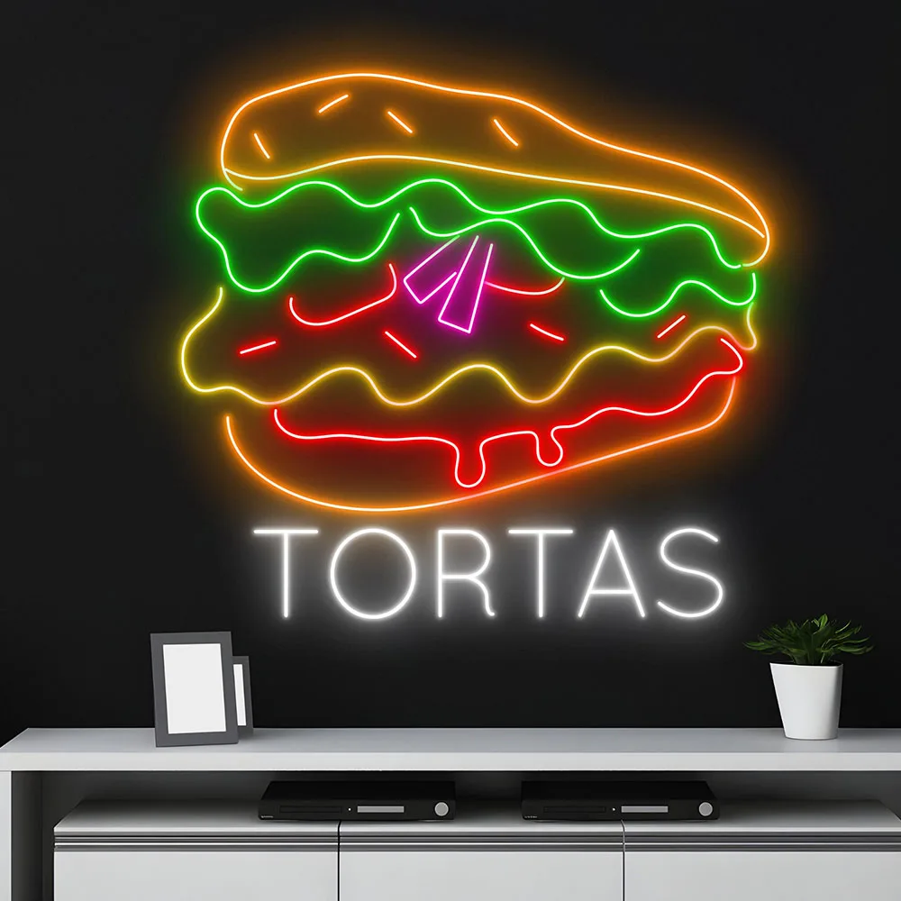 Mexico Tortas LED Sign for Tortas Store Neon Sign Light Customized Restaurant Wall Decor Street Food Decoration Neon Light