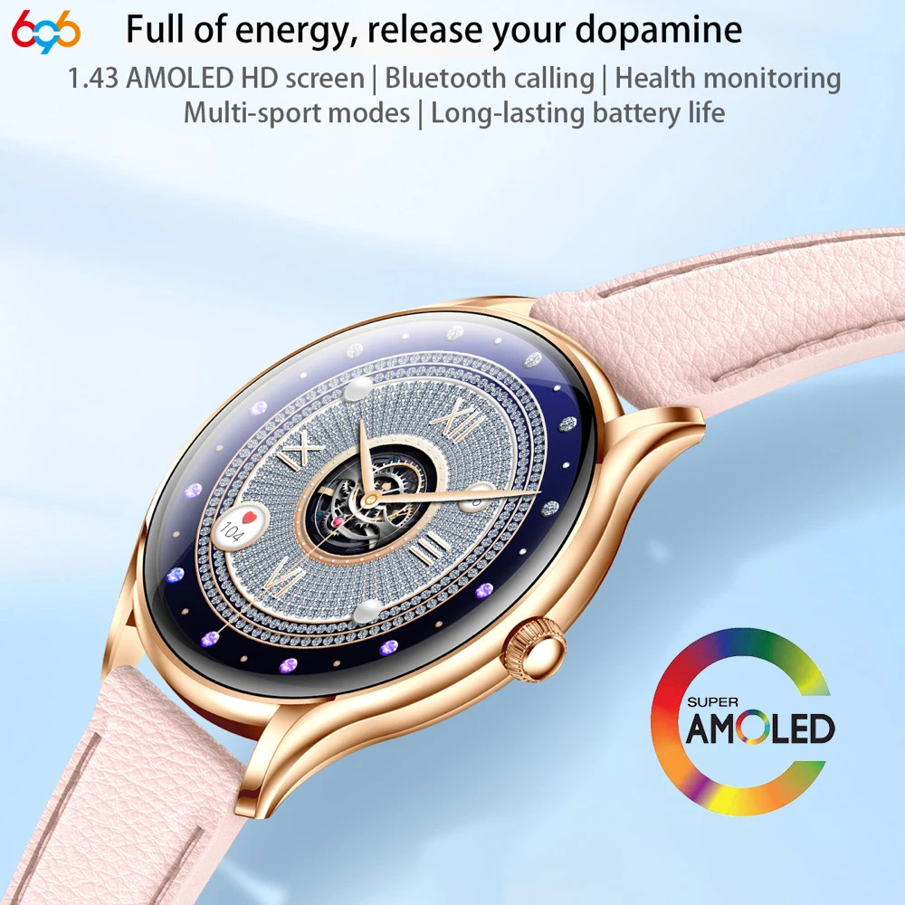 

Смарт-часы 7,9 мм, ультратонкие женские, 1,43 дюйма, AMOLED-экран, синий зуб, звонок, пульс, здоровье, спорт, фитнес, женские музыкальные умные часы