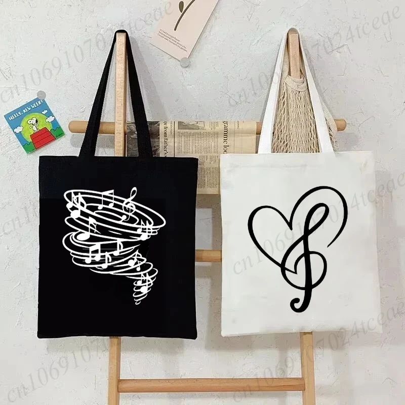 Canvas Bag Harajuku Women Shoulder Bags Female Causal Tote Handbag Large Shopper Handbag Musical Notes Fashion Handbags