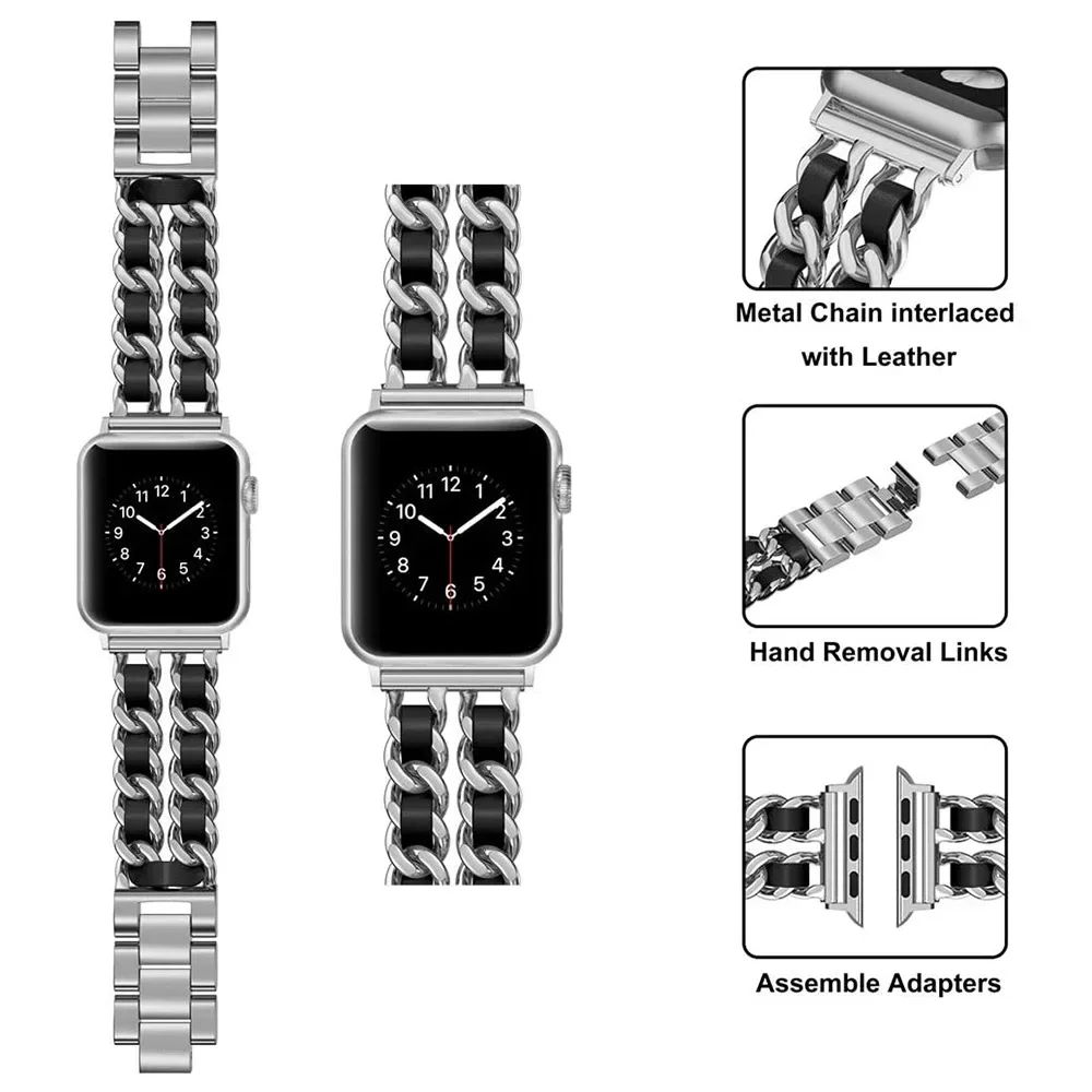 حزام معدني فاخر للساعة ، سوار ساعة جلدي ، سوار لساعة iWatch 1 ، 2 ، 3 ، 4 ، 5 ، 6 ، 7 ، 8 ، 9 ، SE Ultra ، 41 Apple ، 45 38 ، 40 ، 42 ، 44 ، 49