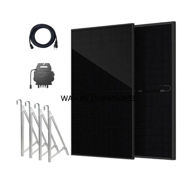 Solar balcony power generation700W 800W DIY Balcony System Kit Micro Inverter Full Black IP67 0-Export MPPT Controller
