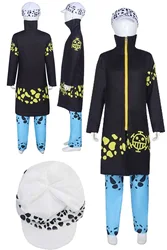 Trafalgar Cosplay Law Kids Children Cosplay Fantasia Costume Anime Pirate Hat Roleplay Outfits Halloween Carnival Disguise Suit
