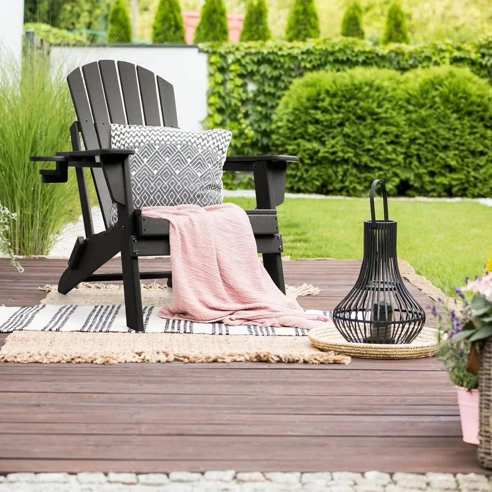 

Набор складных стульев Adirondack из 4 шт., всепогодные стулья из HDPE для костра с подстаканником для улицы