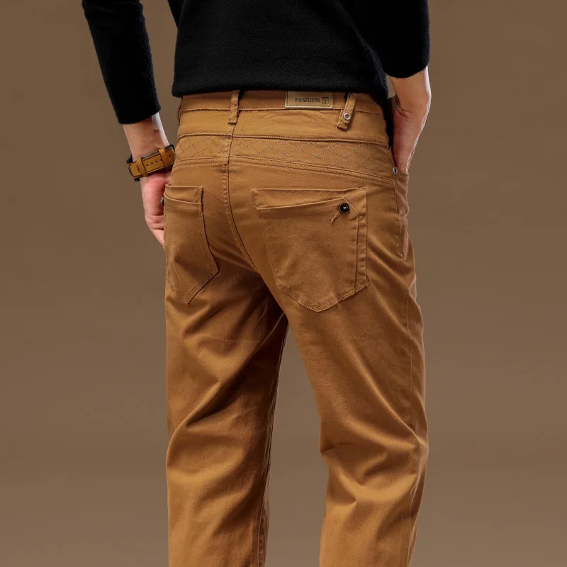 

2024 Pure Cotton Casual Pants Men's Autumn Stylish Simple and Versatile Comfortable Slim Straight Business Long Pants