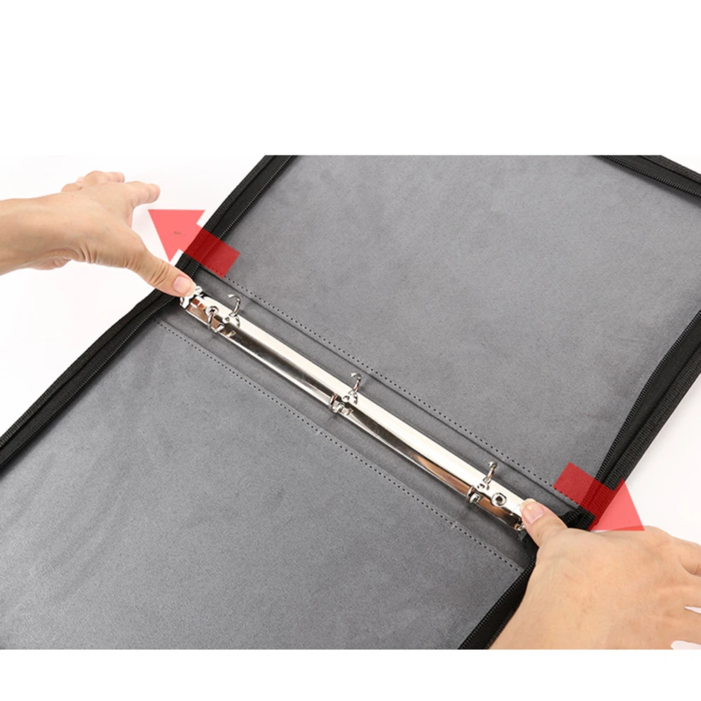 

Премиум-класса из искусственной кожи на молнии для хранения альбомов с 3 кольцами, пакет для коллекционных карточек, подходит для 9 карманов, страниц, переплет «сделай сам»