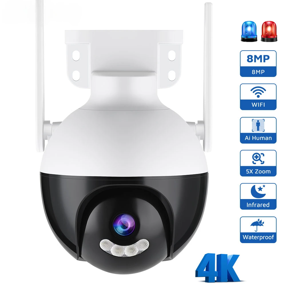 4K 8MP kamera IP WiFi 1080P automatyczne śledzenie noktowizora do przechowywania w chmurze kamery do monitoringu bezpieczeństwo zewnętrzne kamera telewizji przemysłowej