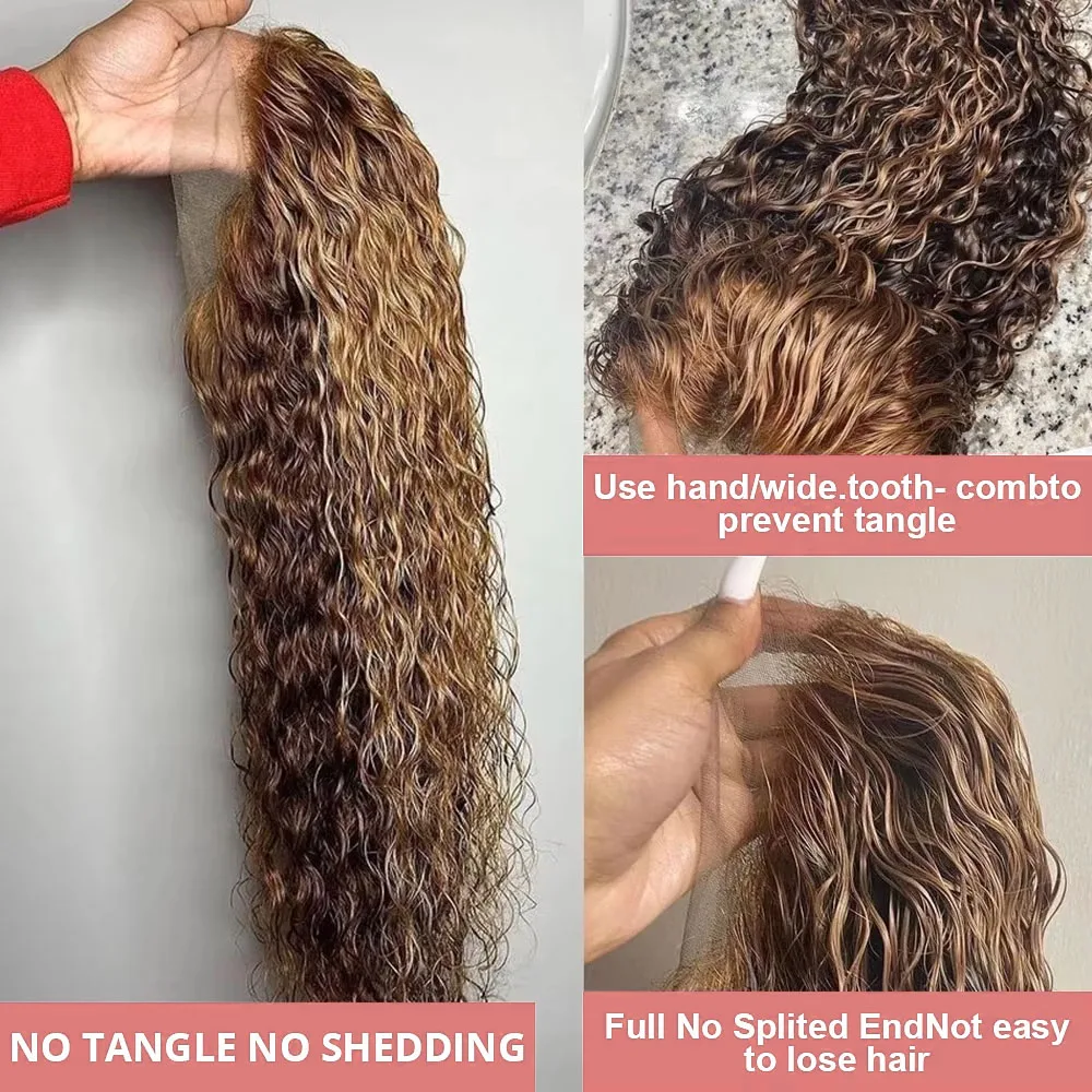 Highlight Ombre Curly 13x6 HD Lace Front Human Hair Wig 4/27 Brown Colored Glueless 7x5 Loose Deep Wave Lace Frontal Wig 250%