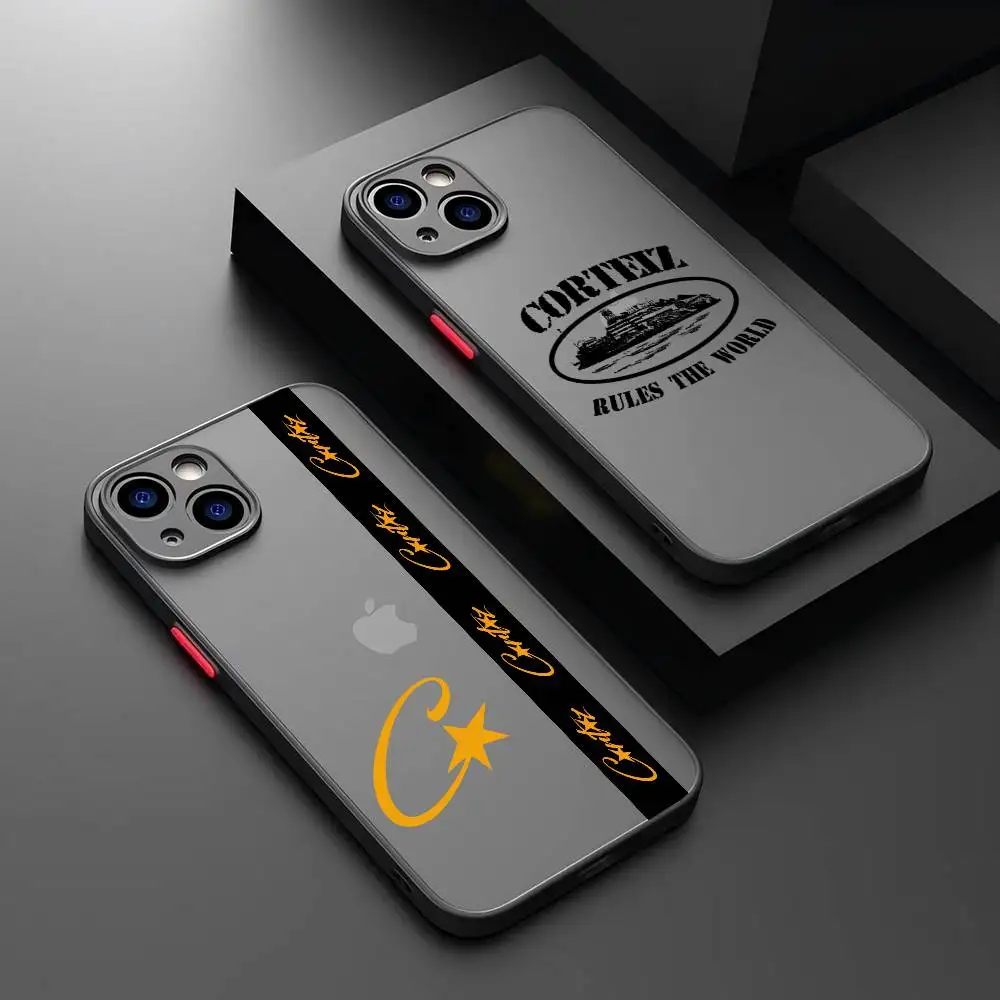 

The World-C-Corteizs Phone Case for iPhone 14 11 12 13 Mini Pro Max 8 7 Plus X XR XS MAX Translucent Matte Cover