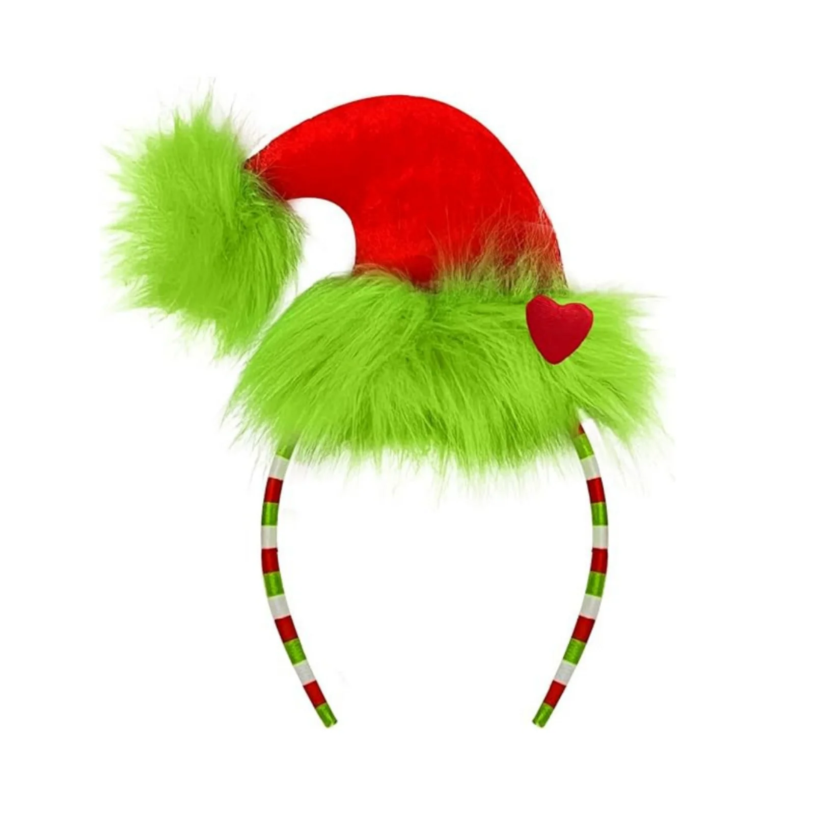 1pc Headband Decoration – Green Christmas Edition Comfortable Headband Festive Christmas Headband with Plush Red Green Striped
