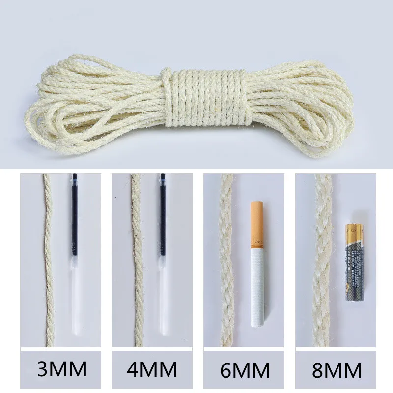 50M Pet DIY Climbing Rope Household Pet Cats Dogs Clutching Sisal Rope Protection Furniture Pet Clutching Rope Pet Supplies