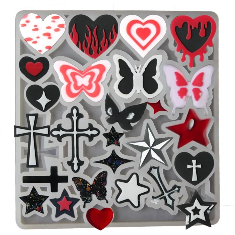 Earings Pendant Epoxy Resin Mold Butterfly Star Cross Heart-Shaped Necklace Keychain Silicone Mold DIY Crafts Jewelry Making