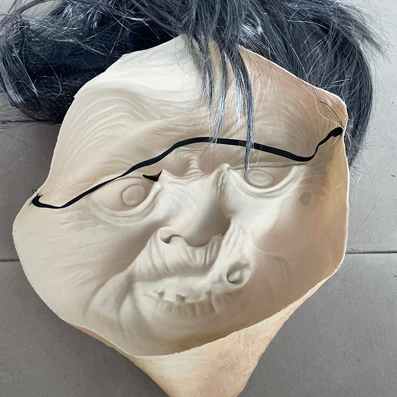 Spaventoso vecchia maschera da strega in lattice con capelli Halloween Fancy Dress smorfia Party Costume maschere Cosplay puntelli adulto taglia unica