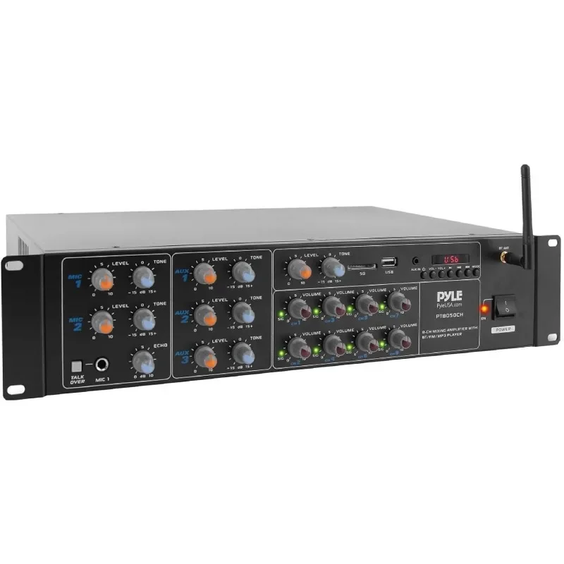 

8-Channel Wireless Bluetooth Power Amplifier - 4000W Rack Mount Multi Zone Sound Mixer Audio Home Stereo Receiver Box System