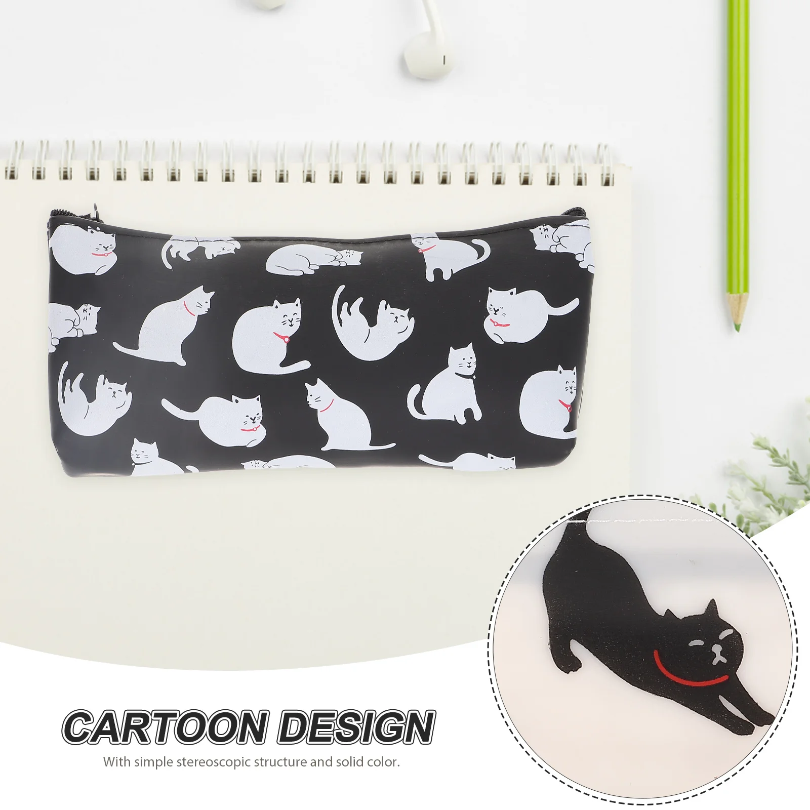 

Pencil Case Cat Design White Portable Pouch Large Capacity Pen Storage Bag Student Supplies ganizer Cute Makeup Bag Pen Box