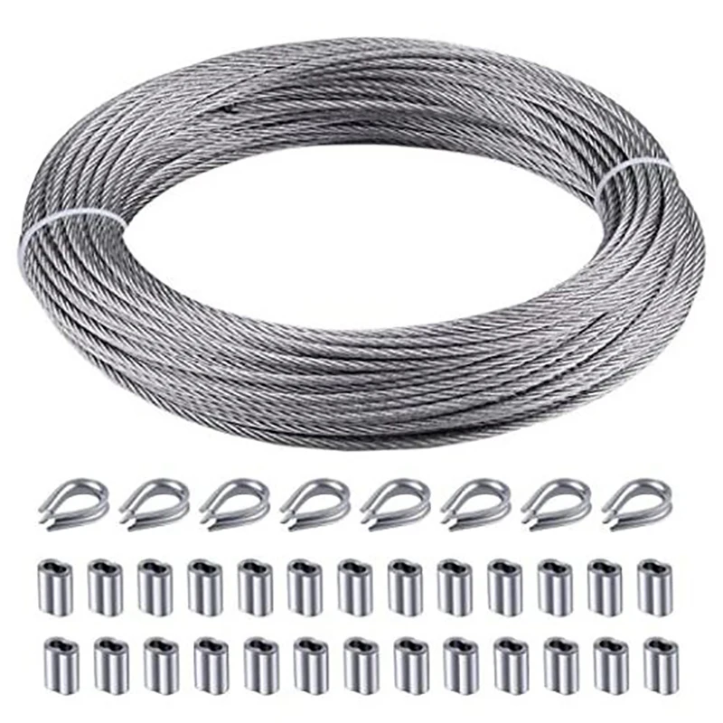 152M/500Ft Wire Rope 7x7 Strands Wire Rope Kit W/Cutter 316 Stainless Steel Wire Cable for Handrail Stair Decking Fence Fishing