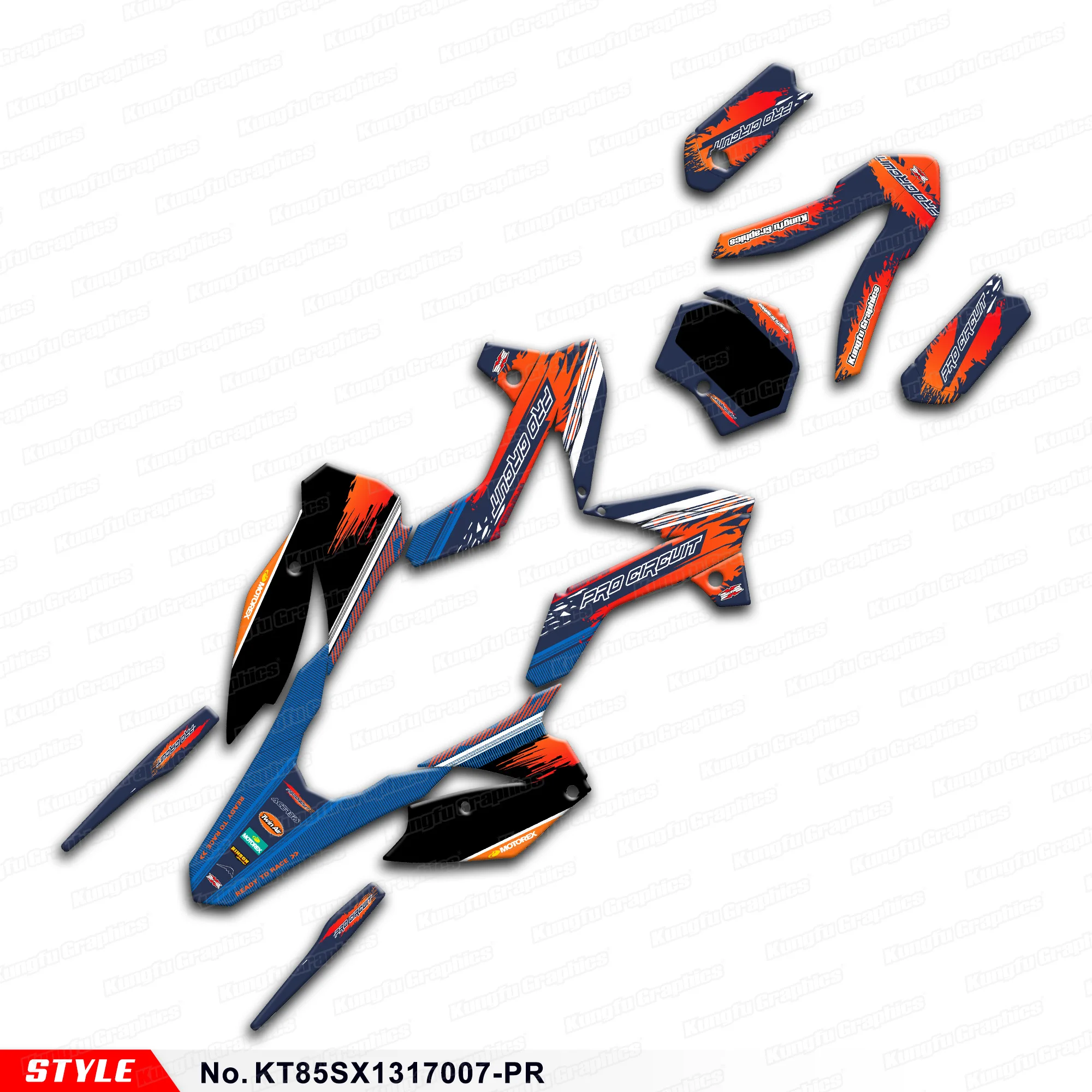 Racing Graphics Adhesive Sticker for KTM SX 85 2013 2014 2015 2016 2017, KT85SX1317007-PR