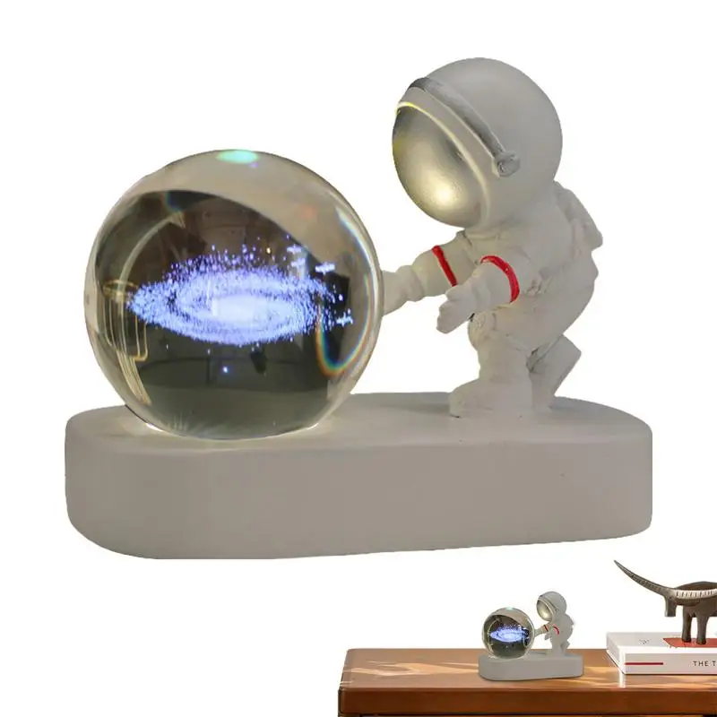 

Crystal Ball Light Creative Astronaut Light up Crystal Ball USB Rechargeable Globe LED Base Desk Ornament for Bedroom Kids Room