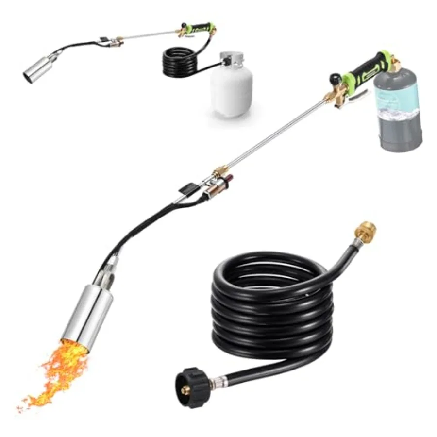 

Weed Torch Propane Torch with 10 ft Hose 1 800 000 BTU Flame Control Weeder for Weeding and Snow Melting Stainless Steel Body B
