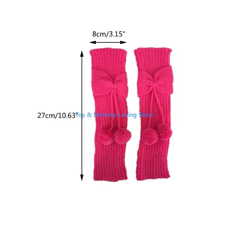 Y1QF لون الصلبة الخريف الشتاء الركبة عالية الأطفال Bowknot تدفئة الساق مع الجوارب الكرة