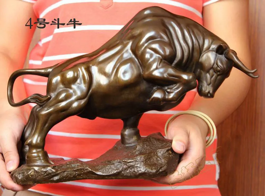 Large 2023 HOME Store GOOD FENG SHUI Bronze carving Prosperous Auspicious LUCK Wall Street Fortune Bull Mascot Decoration