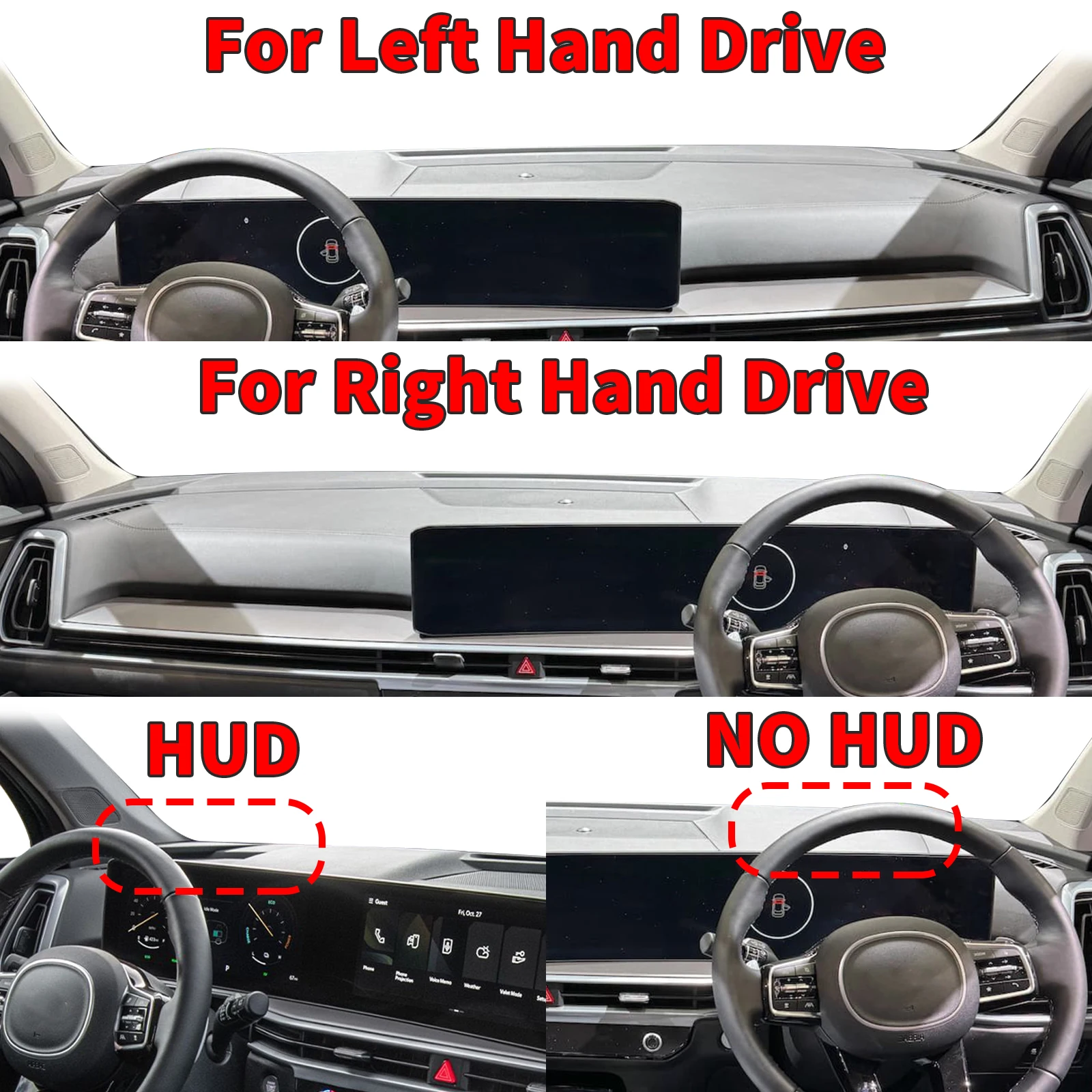 Fit for Kia Sorento 2024 2025 2026 MQ4 HEV PHEV Hybrid White Logo Pad DashMat Sunshade Dashmat Dashboard Cover Protective Carpet