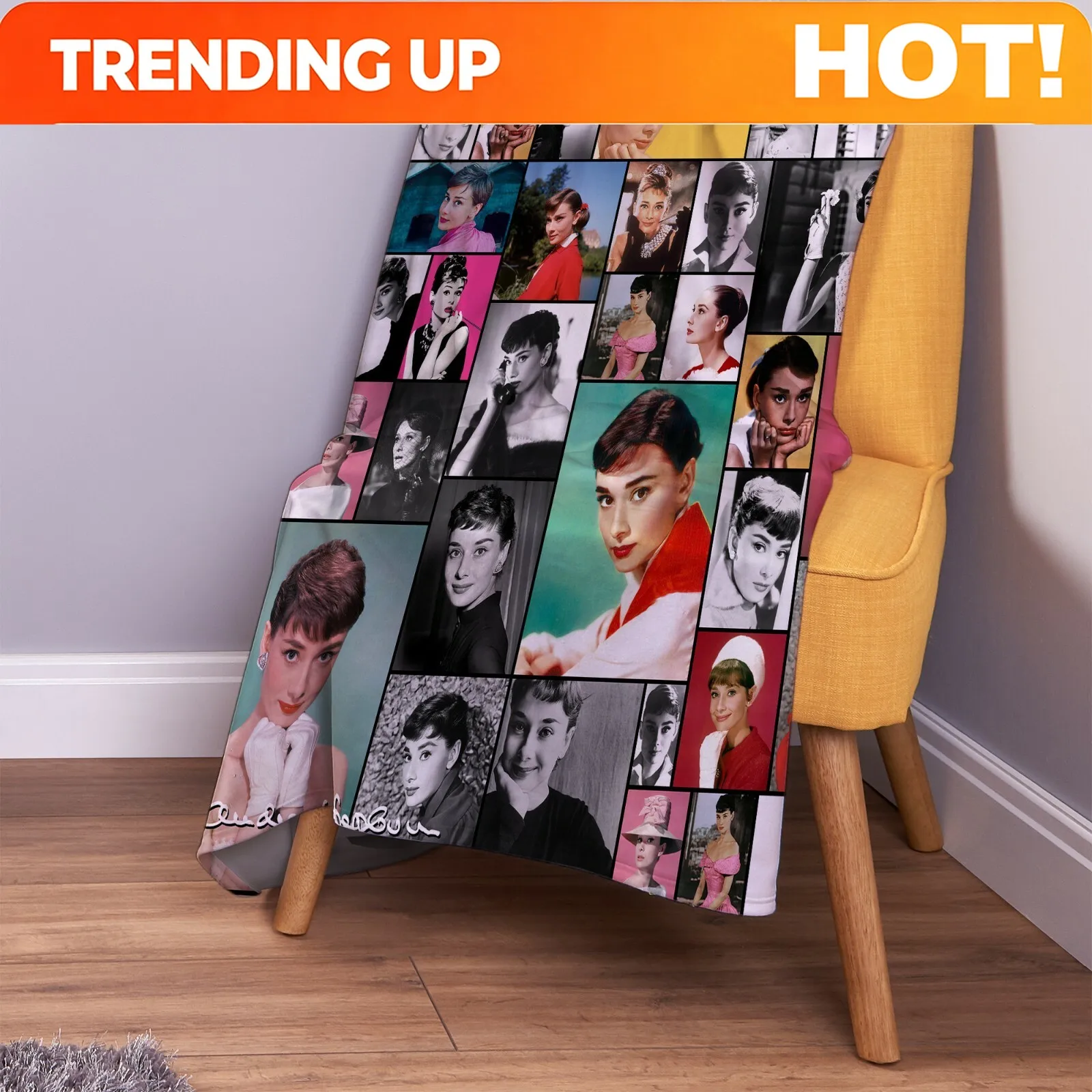 Cashmere Throw Blanket - Customize Audrey Hepburn Coloured Photo Design