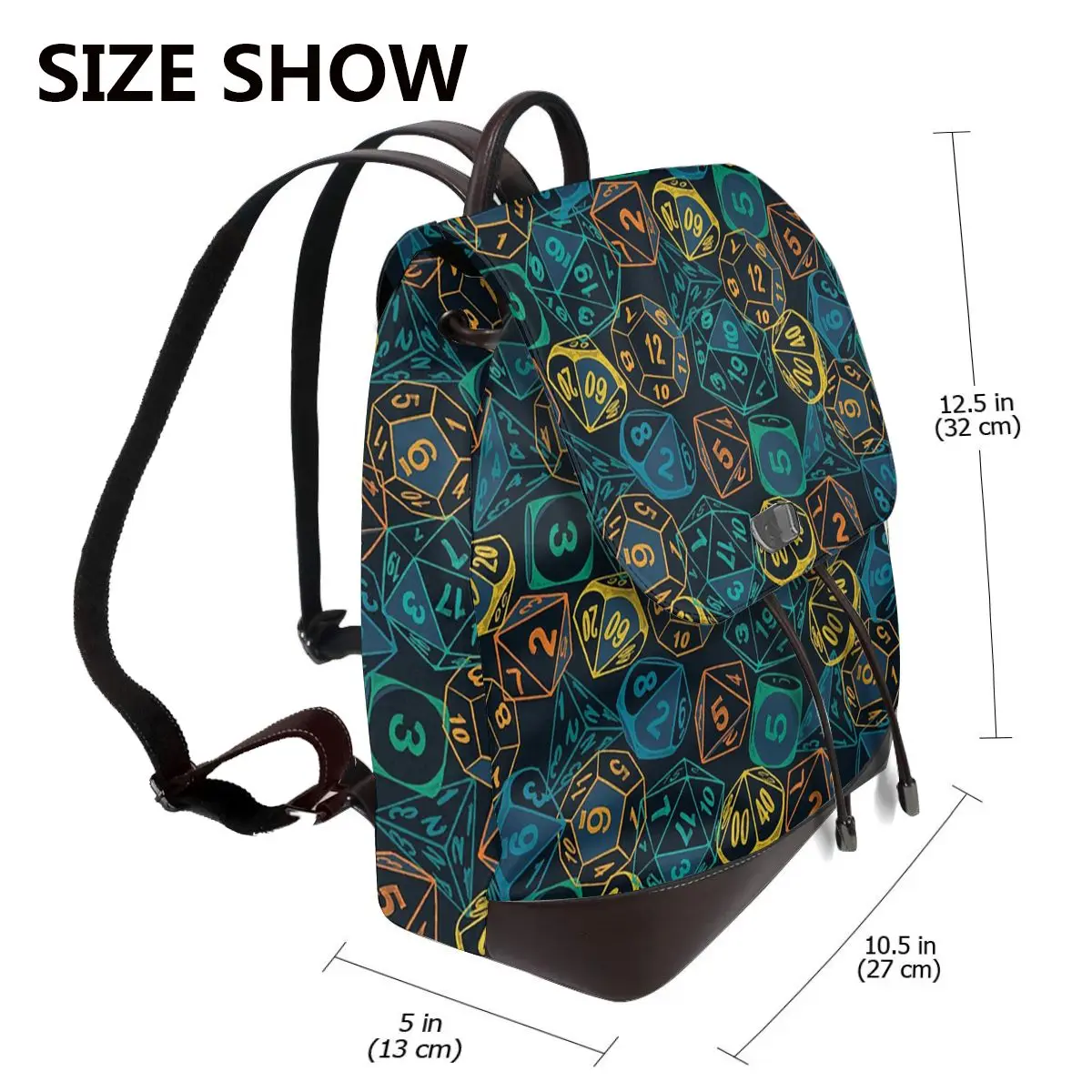 RPG Dice Teal Cluster Bookbag School Student Bags Hiking Travel Daypack for Women Fashion Derma Backpack