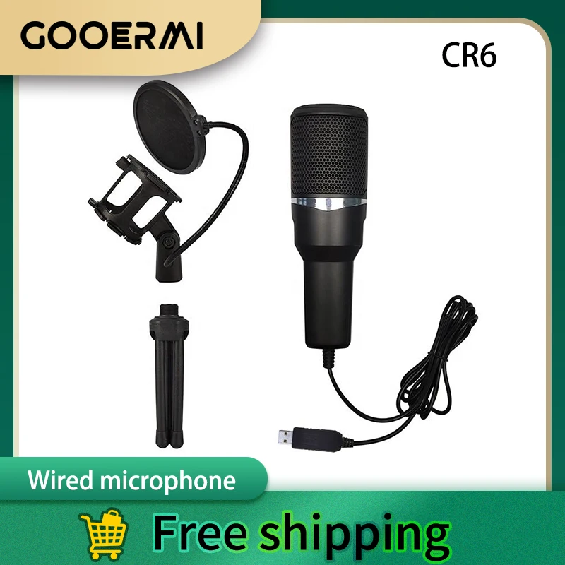 

GOOERMI CR6 USB Microphone Professional Condenser Microfone With Stand for Gaming Studio Recording Broadcasting Live Broadcast