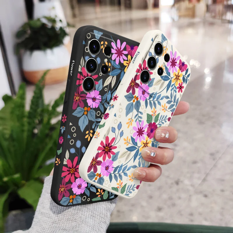 Beautiful Flowers Phone Case For Samsung Galaxy S24 S23 S22 S21 S20 S10 S10E S9 Ultra Plus FE Note 20 Ultra 10 9 Plus Cover