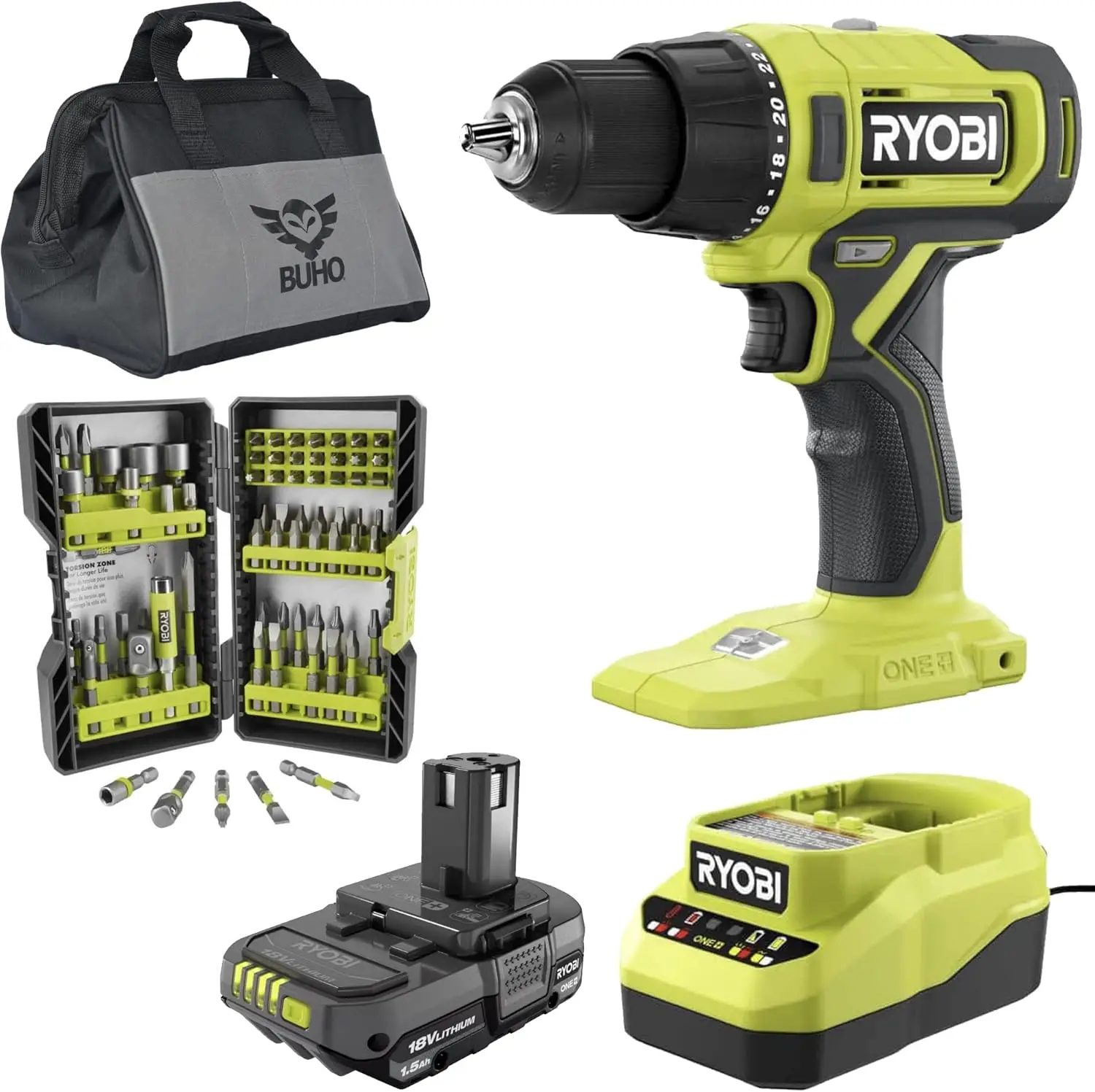 Cordless 1/2 Inch Drill Driver Bundle - Includes Cordless 1/2 Drill Driver, 70 Piece Drill Bit Set, 18-Volt Lithium-Ion