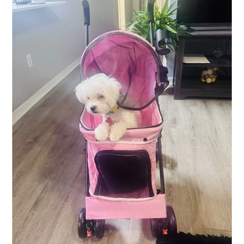 

Small Pet Stroller with Cup Holder Umbrella Dog Stroller