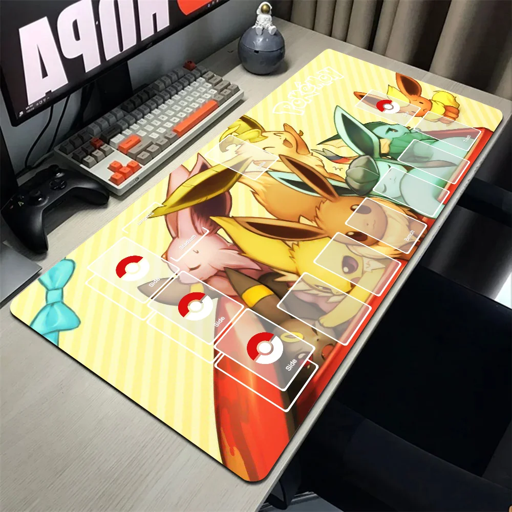 P-Pokemon Game Anime Battle Mousepad Mouse Mat حصيرة مكتبية مع وسادة ملحقات الألعاب Prime Gaming XXL لوحة المفاتيح حصيرة الحشو
