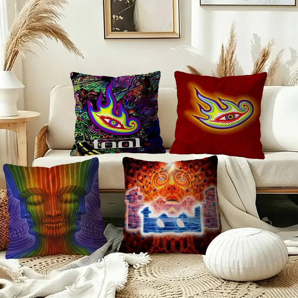 Music T-Tool Band Rock Pillow Covers Cartoon Sofa Decorative Home Double-sided Printing Short Plush Cute Cushion Cover