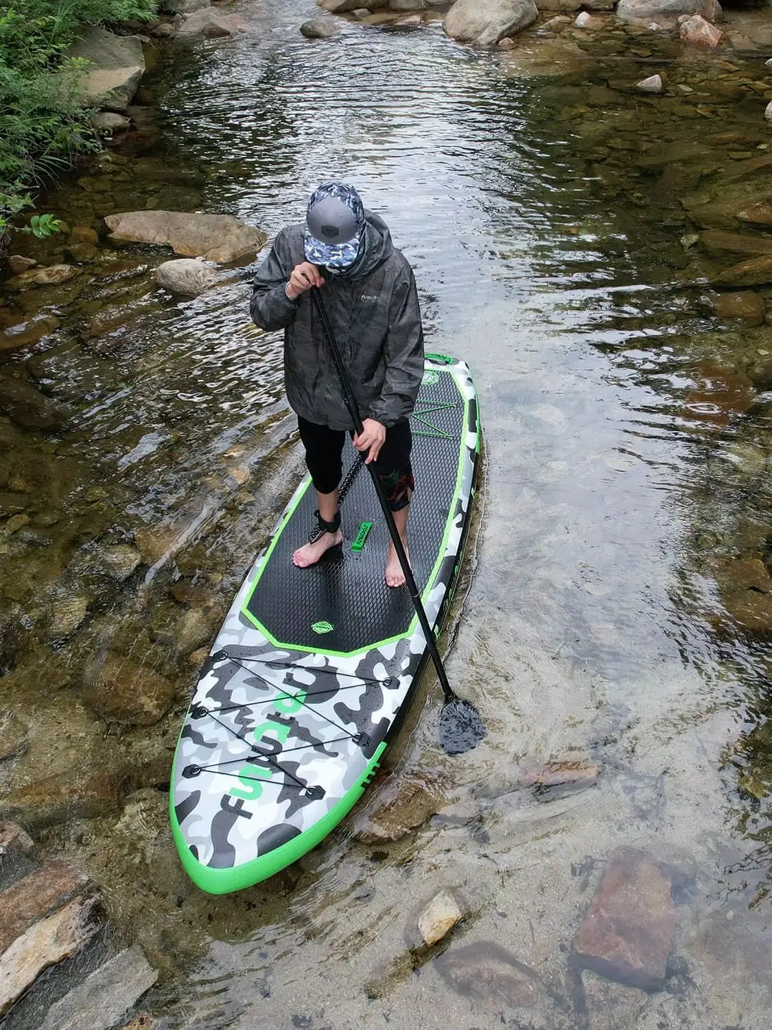 Funwater SUPFW10A Aufblasbares Stand-Up-Paddleboard 330x84x15cm SUP-Board 165kg Tragkraft für Erwachsene mit verstellbarem Paddel, Kajaksitz, 3 Finnen, Sicherheitsleine, wasserdichter Tasche,