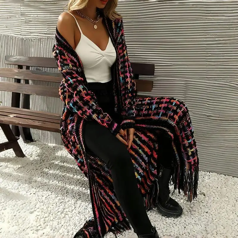 Women's Bohemian Warmth Casual Multi-Color Knitted Sweater Fall Winter Fashion Ladies' Premium Clothing Knitwear