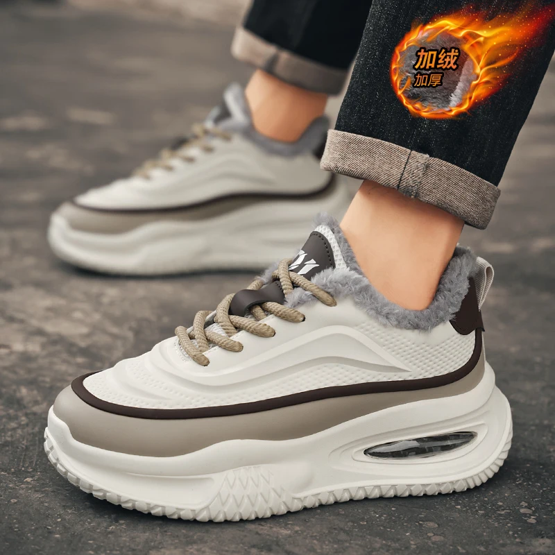 Bottes de neige d'hiver pour hommes, doublure en fausse fourrure, épaisses et chaudes, design une pièce, antidérapantes, durables, grande taille, séchage rapide, idéales, 2025