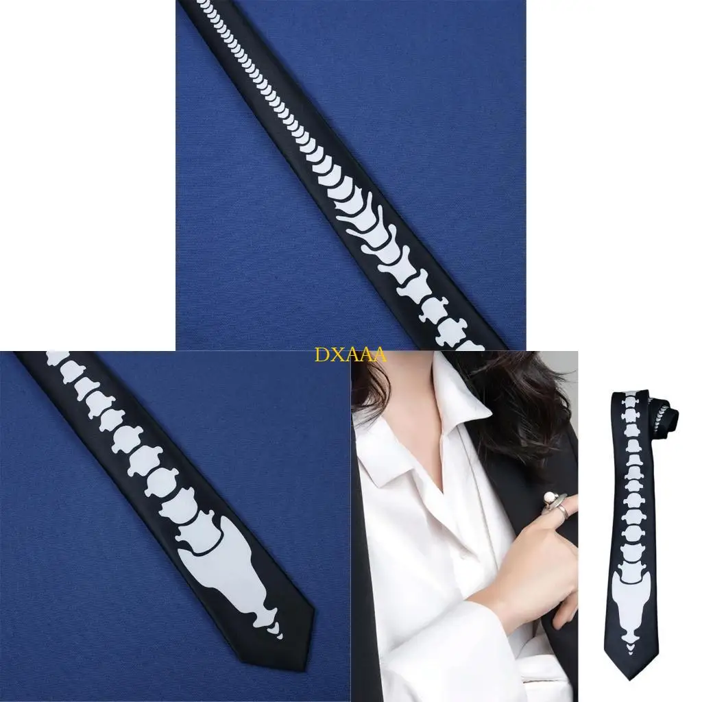 

DXAA Elegant Skull Tie Soft Durability Skull Tie Halloween Business Silk Tie