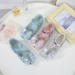 Girl's Princess Shoes Sequins Crystal Dream Sparkly Children Ballet Flats 26-36 Three Colors Autumn Beautiful Kids Mary Janes