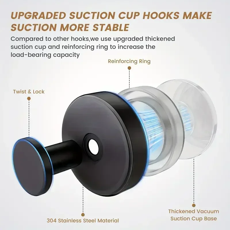 New 1/2pcs Vacuum Suction Cup Hooks Punch Free Bath Sucker Hook Wall Hook Hanger Glass Kitchen Bathroom Hooks For Towel Handbag - view 4