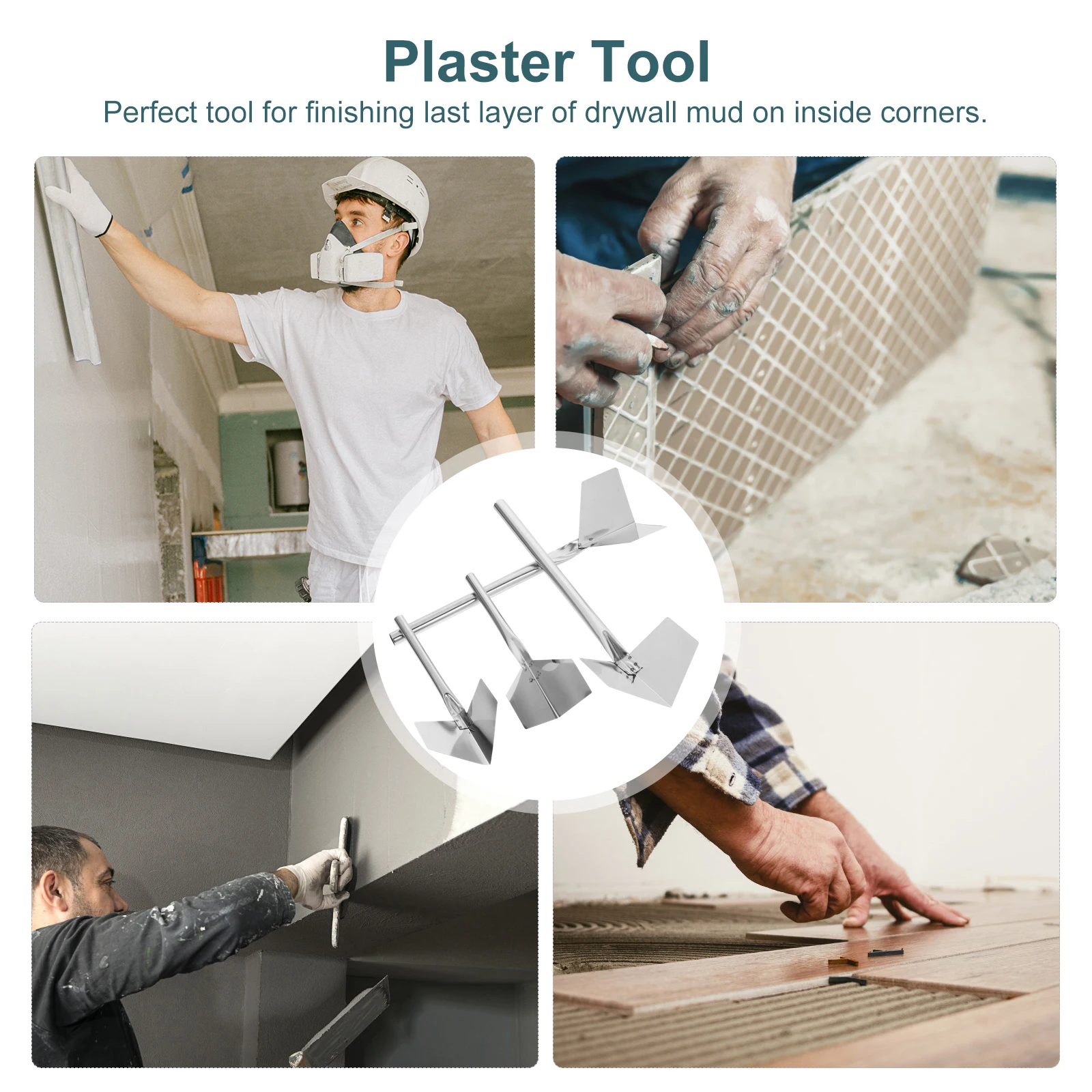 

4 Pcs Yin- Angle Grinder Corner Trowel Drywall Plaster Stainless Steel Finishing Tools Travel