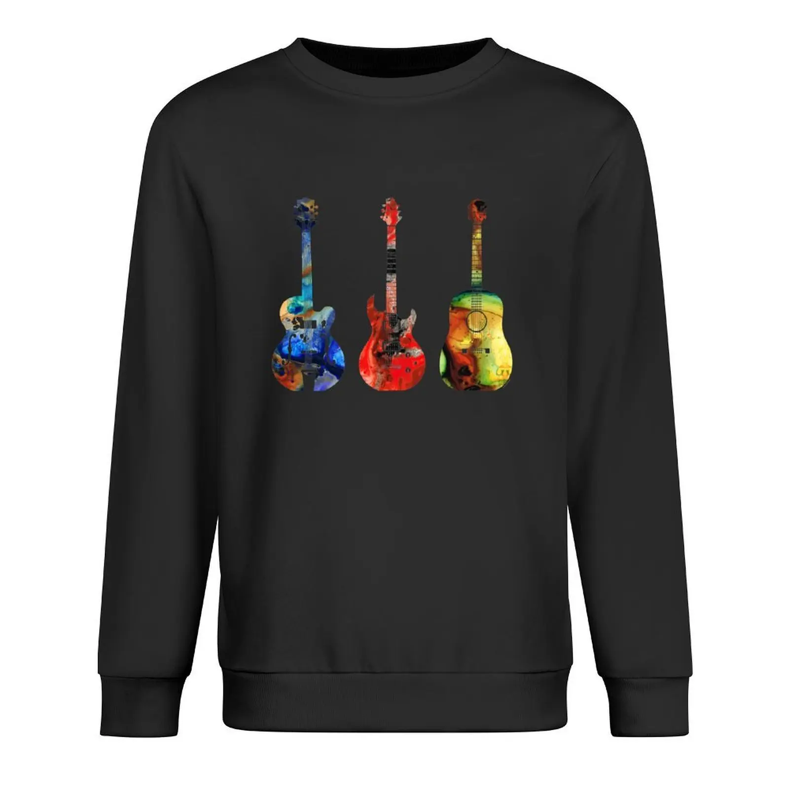 

Guitar Threesome - Colorful Guitars By Sharon Cummings Pullover winter clothes men's sweat-shirt set sweatshirt male