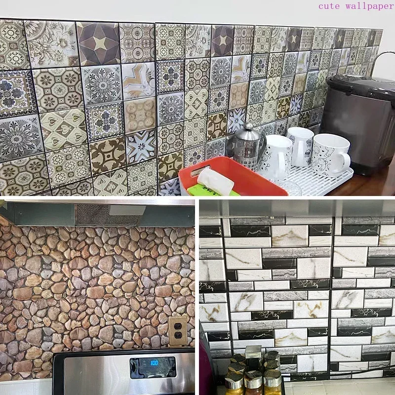 10pcs 3D Self-Adhesive Wall Paper 30x30 DIY Stone Pattern Wallpaper Waterproof Wall Panel Home Decor Wall Stickers