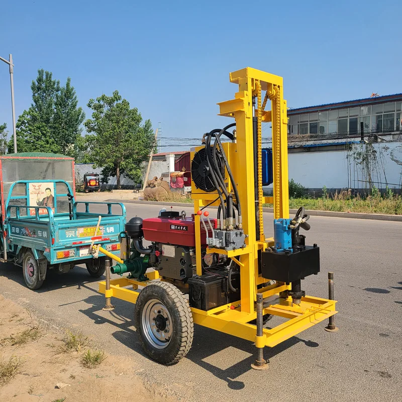 High Quality Diesel Engine Well Drilling Rig Tractor Mounted Water Drilling Machine 100m Deep Alloy Pdc Coring Bits Optional