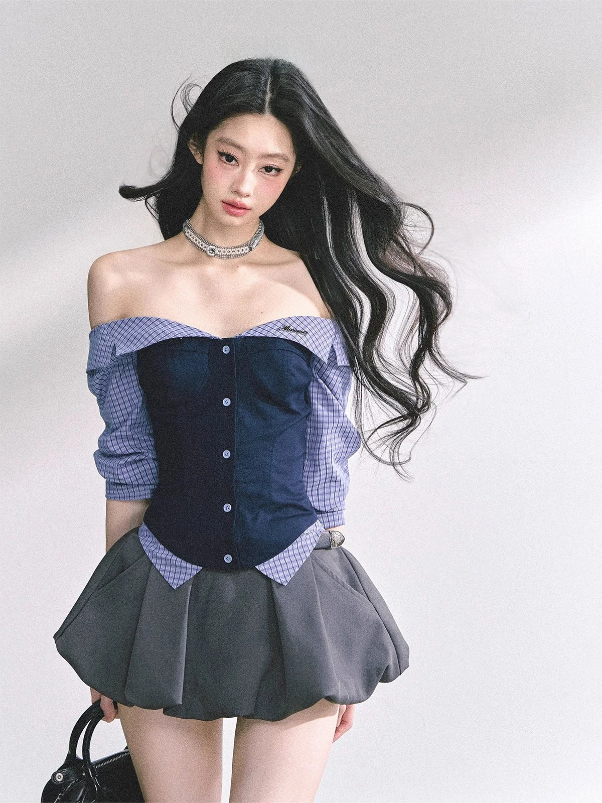 

AOMALM British Style Spicy Girl One-Shoulder Long Sleeve T-Shirt Women Summer Top Slim Fit Commute Style Polyester Fabric